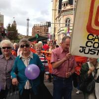 Pat, Margaret Anne and others, Palm Sunday Rally 2015 Pat and Margaret Anne web 